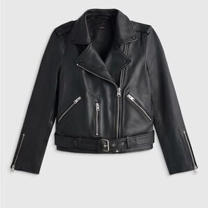 Quince Women's Black Leather Biker Jacket